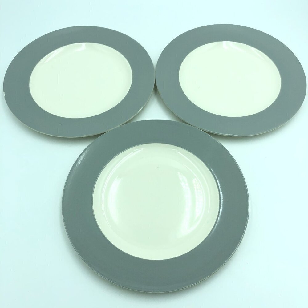 Homer Laughlin Cavalier Eggshell Gray and White Dinner Plates
